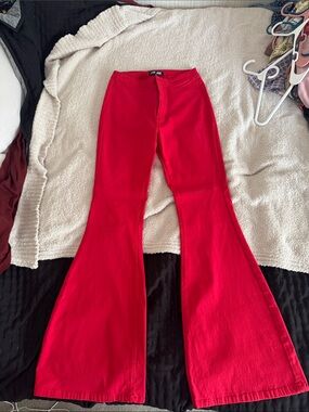 Bright red jc & jq flare jeans